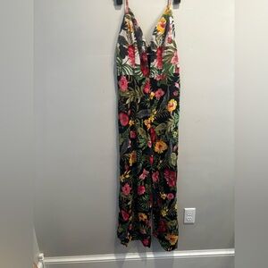 FARM Rio Tropical Floral jumpsuit  with Black and Green large vacation tropical